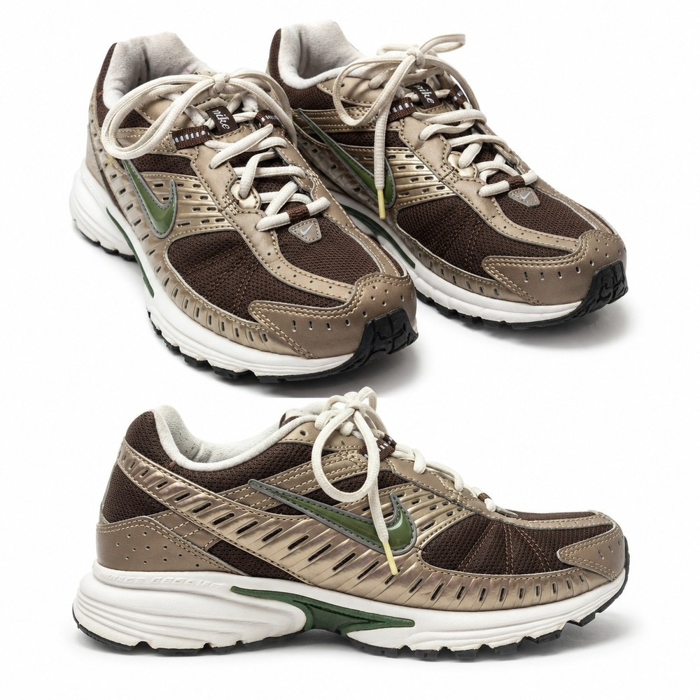 NIKE Dart IV Running Sneaker Womens Sz 7.5 Brown Silver Athleisure Gym Gorpcore